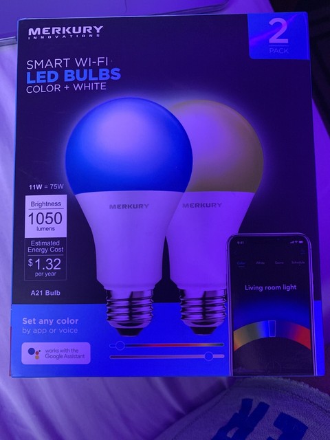 Merkury Innovations Color Smart A21 Light Bulbs, 75W 2 pack | eBay