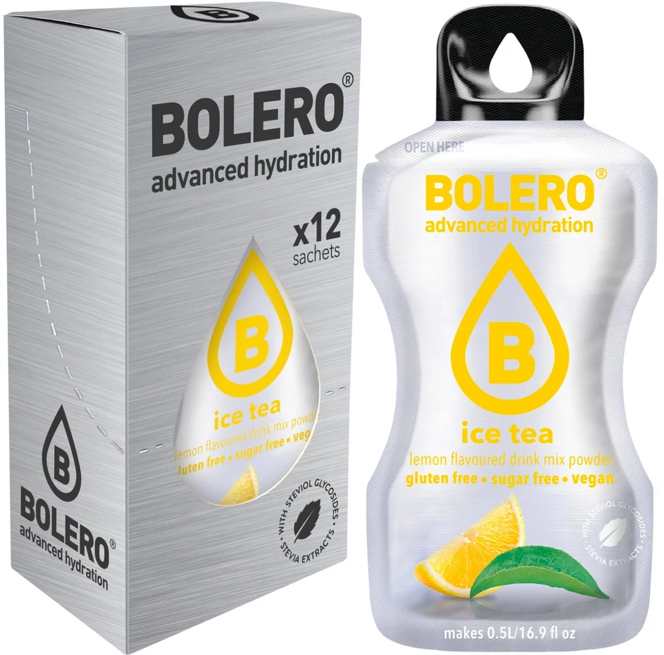(165,28€/kg) 12 Sticks Bolero Eistee Zitrone Lemon Getränkepulver zuckerfrei