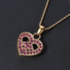 Ruby Heart Pendant Peace in Heart 925 Sterling Silver Yellow Gold