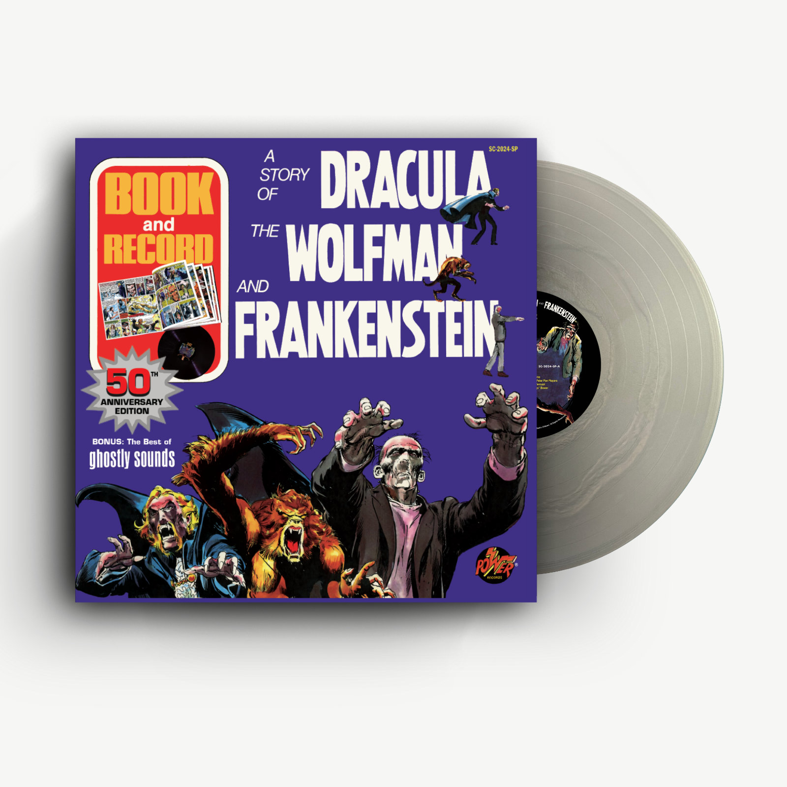 NEW SILVER VINYL LP + COLORING BOOK - DRACULA, WOLFMAN, FRANKENSTEIN. NEAL ADAMS