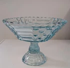 1950's Jeanette Louisa Blue Glass Large 9" Footed Compote Bowl
