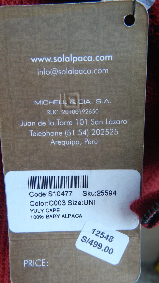 SOL 100% Baby Alpaca Zippered Cowl Neck Poncho Cape Women’s Size S $499 NWT - Image 2 of 4