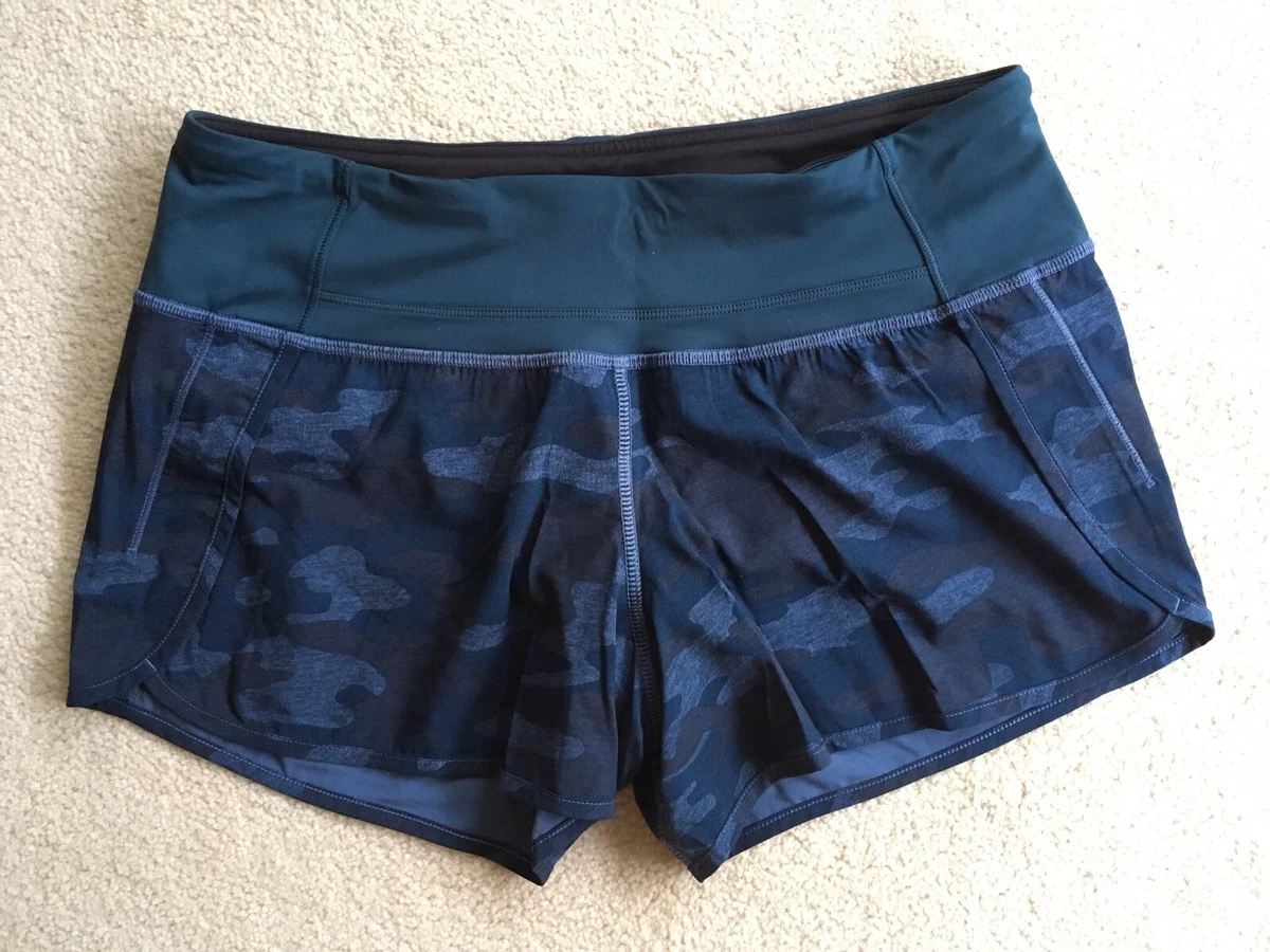 Lululemon Run Times Short Heathered Texture Lotus Camo Oil Slick Blue Black  6