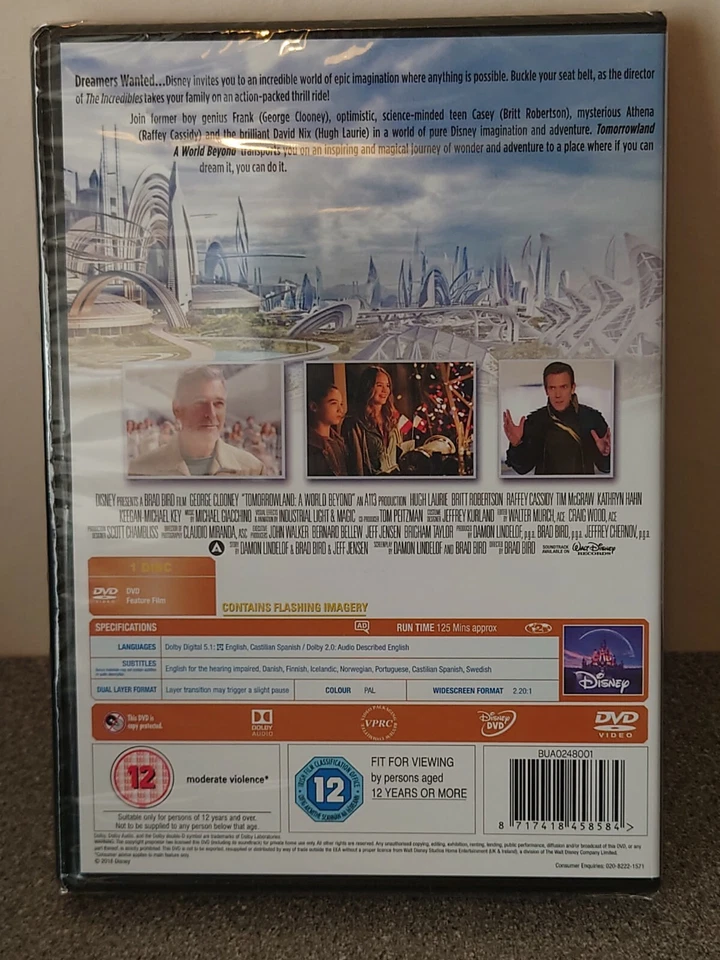 Tomorrowland - A World Beyond (DVD, 2015) - Brand New & Sealed. Disney, Clooney. - Image 3 of 3