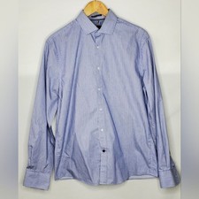Men's Tommy Hilfiger Wrinkle Free Light Blue White Long Sleeve Shirt 16- 34/35