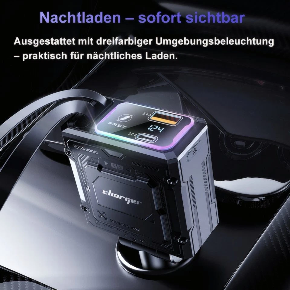 USB Zigarettenanzünder-Verteiler 120W 4 in 1 Einziehbares Auto Ladegerät Adapter - Bild 2 von 4