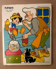 Vintage Playskool Disney Pinocchio Toy Wooden 15pc Puzzle 375-06