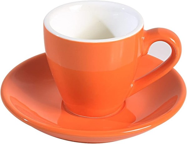 Espresso-Tasse Porzellan Mit Untertasse 80Ml Orange FüR Espresso-Shot-image
