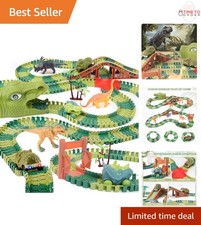 Dinosaur Race Track Plastic 217 Pieces Light Sound Playset for Kids Ages 3 