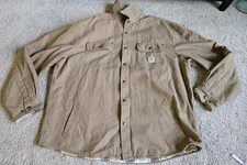 Carhartt Shirt Jacket Brown Flannel Lined Canvas Workwear XL Regular