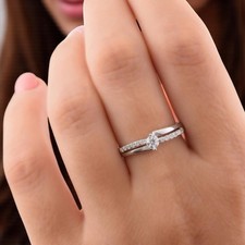 Women engagement ring, Art deco ring, Women 925 silver ring with white CZ ring