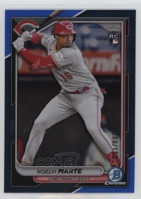 2024 Bowman Chrome Blue Refractor 88/150 Noelvi Marte #4 Rookie RC 10h2