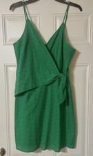 Gianni Bini Floral Eyelet Wrap Mini Dress Adjustable Kelly Size Large