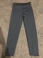 Fashion Women's Gray Ankle Leggings Elastic Waist Solid Regular Fleece Lined