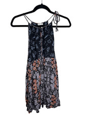 Free People Dress Womens Small Bohemian Intimately Spaghetti Strap Black Floral