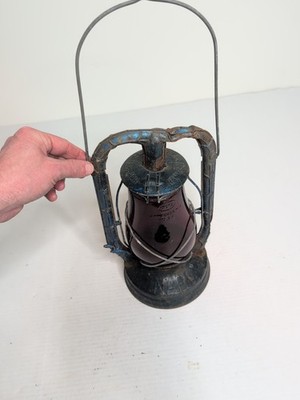 Dietz Monarch Blue Lantern Ruby Red Globe Oil Lamp Vintage, NY, USA