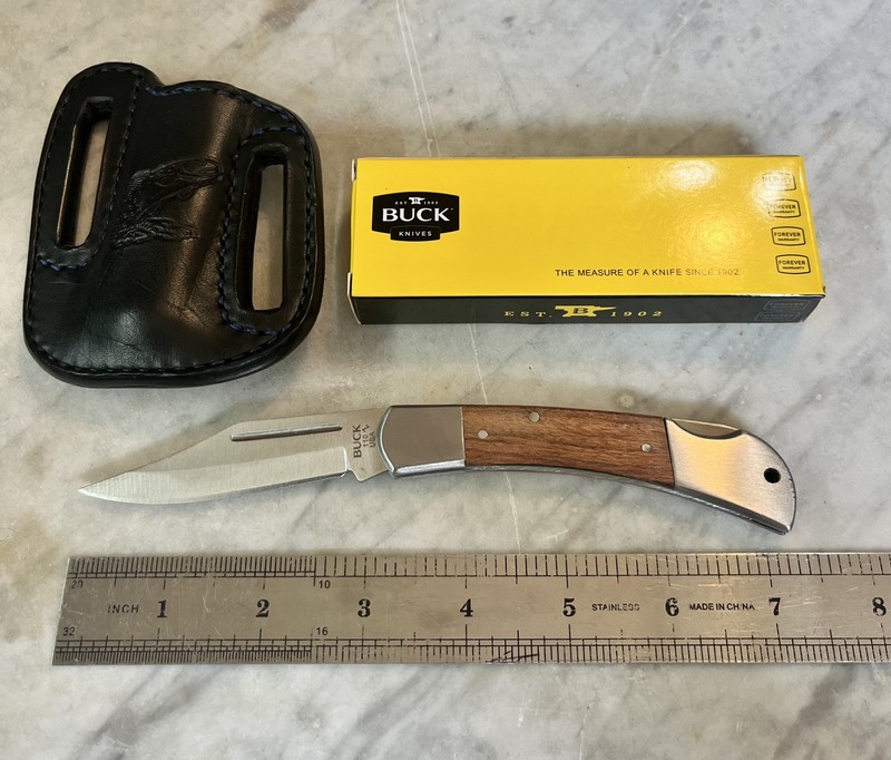 Handmade/hand sewn pocket knife sleeve and 4 inch well made knife 