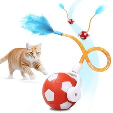 oosofitt Interactive Cat Toys with Feather Snappy Tail for Bored Indoor Red
