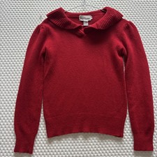 Balenciaga Paris Vintage roter Lammwolle Strick Pullover Designer Damen S