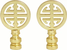 Oriental Lamp Finial Knobs, Happiness Symbol Decoration, Set of 2 (Brass)