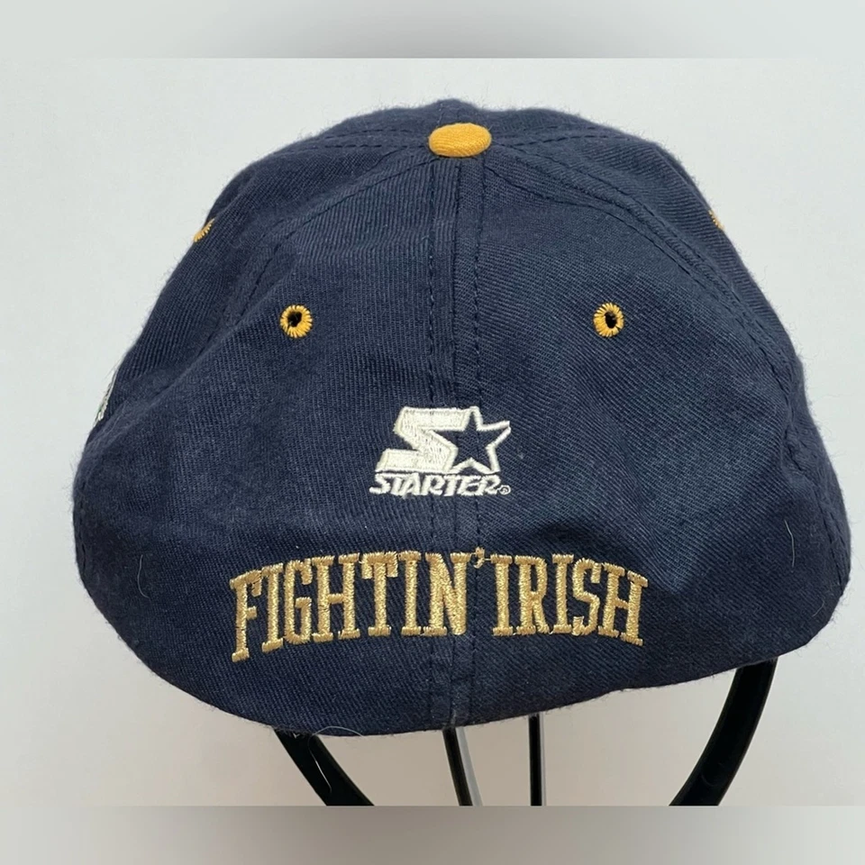 Vintage 90s Starter Notre Dame Fighting Irish Wool Big Logo Spellout SZ 7.5 Hat - Image 4 of 4