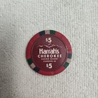 Harrahs Cherokee Casino NC Beautiful $5 Gaming Chip Red Actual Item Shown — photo 1