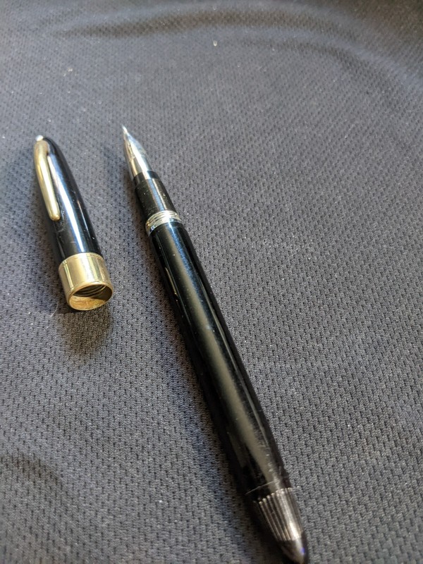 Sheaffer White Dot Black And Gold Fountain Pen Statesman Snorkel