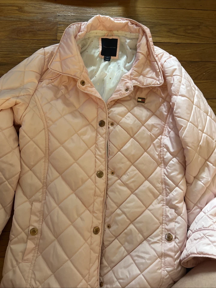 Tommy Hilfiger Chaqueta Acolchada Niñas Talla XL 16 Rosa Claro Cuello Abotonado  Foto 3 de 3