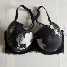 Auden Floral Back /White Demi Coverage Light Lift T-shirt Bra Size 36DDD