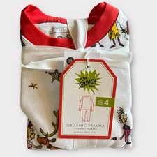 Pottery Barn Kids Dr. Seuss's The Grinch  Organic Pajama Snug Fit Youth Size 4
