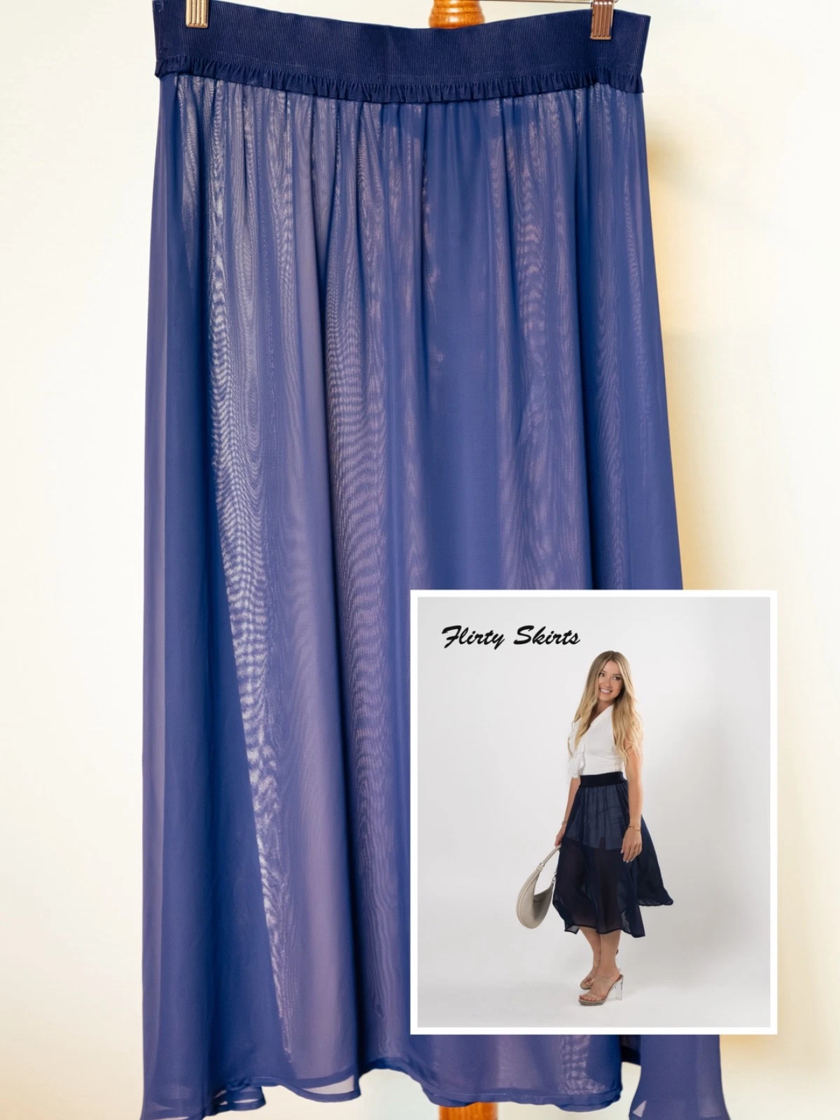 Sheer Navy Chiffon Skirt NWT
Opens in a new window or tab