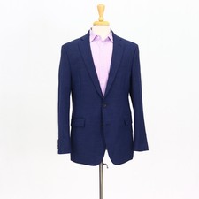 Stafford 42R Blue Sport Coat Blazer Jacket Solid 2-Button Wool Blend