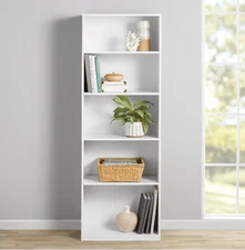 Mainstays 5-Shelf Bookcase with Adjustable Shelves, White