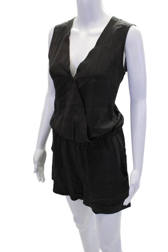 Mameluco Karina Grimaldi para mujer sin mangas con cuello en V gris liso talla L Foto 2 de 4