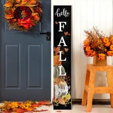 Hello Fall Y'all Wooden Porch Sign 47" Autumn Large Welcome Porch Sign for Pu...