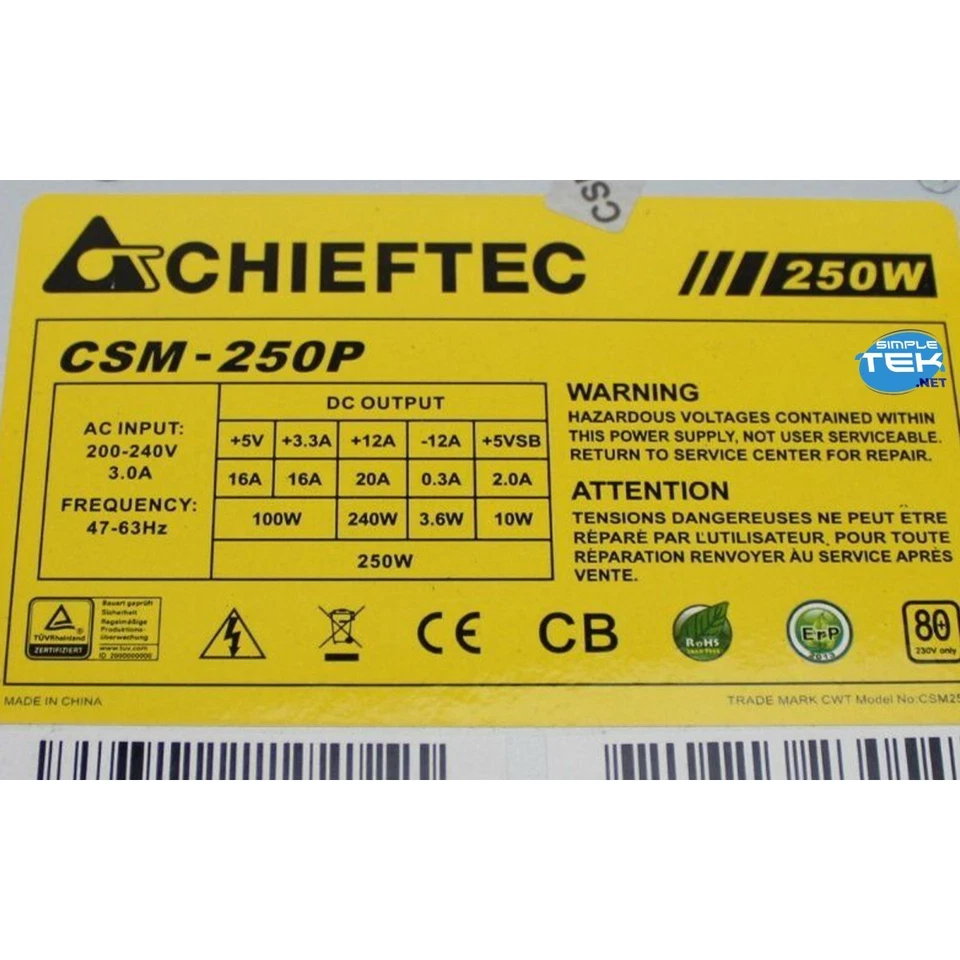 Chieftec Psf180mp Csm-250p Fuente Sfx Mini Itx 24-pin Ordenador Fijo _ - Imagen 4 de 4