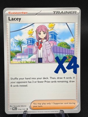 4x Lacey 114/131 Sv: Prismatic Evolutions PLAYSET x4 - Pokemon TCG - NM
