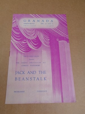Benny Hill - Jack & The Beanstalk - 1950 Granada, Shrewsbury Panto Programm