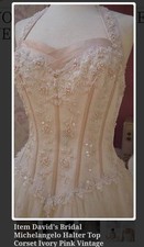 David's Bridal Michaelangelo Corset Pink/Ivory Wedding Ball Gown 2003 Used 1x ❤️