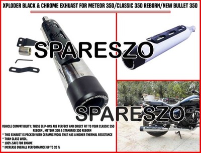 XPLODER BLACK & CHROME EXHUAST FOR R.E METEOR & NEW CLASSIC 350 / NEW BULLET 350