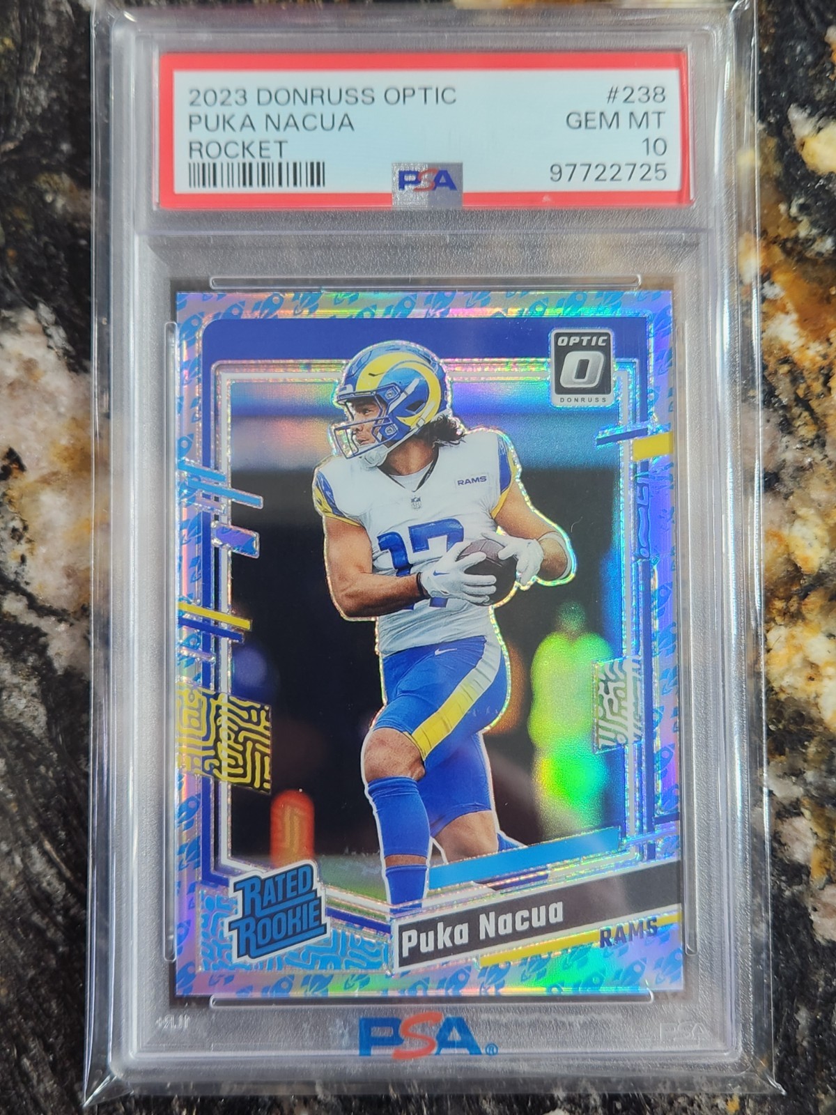 2023 Puka Nacua RC #238 Donruss Optic Rocket Prizm PSA 10 Gem Mint!!