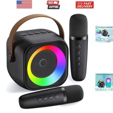 Mini Karaoke Machine, Portable Bluetooth Karaoke Speaker with 2 Wireless Micr...