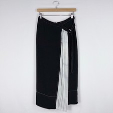 Cinq a Sept Womens Gaia Pleated Wrap Skirt Size 4 Black White