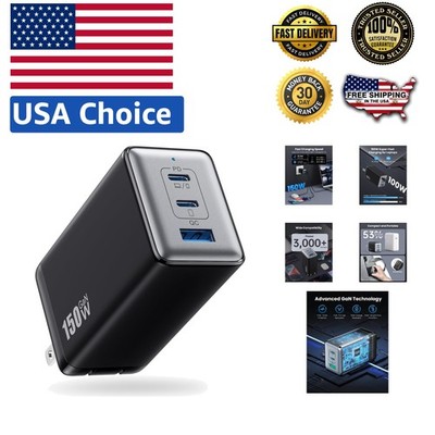 3-Port 150W GaN USB C Charger - Ultra-Fast Charging for Laptops & Phones