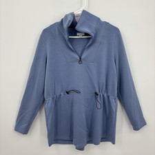 J. Jill Fit Hoodie Long Sleeve Pullover Lightweight Solid Blue Size M Womens