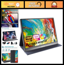 15.6" Portable 1080P FHD Monitor, USB-C HDMI Gaming Display, HDR IPS, Cover Sp