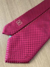 Louis Vuitton Micro Damier LV Silk Tie Red Used