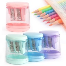 4 Pack Pencil Sharpeners Manual Dual Holes Compact Colored Pastel Colors
