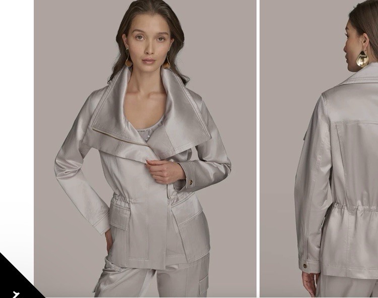 Donna Karan Zip Front Jacket With Pockets 