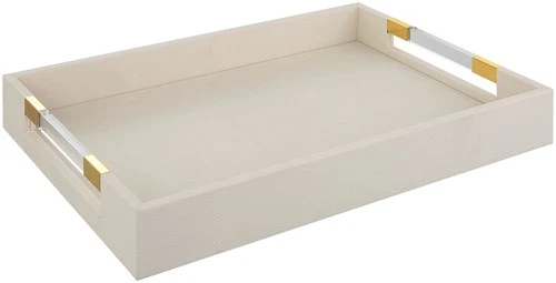 Uttermost 18060 Wessex 19"W Acrylic and MDF Tray - Brass / Clear / White - Picture 1 of 4